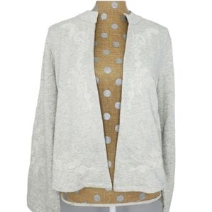 Soft Surroundings gray embroidered open front cardigan Medium